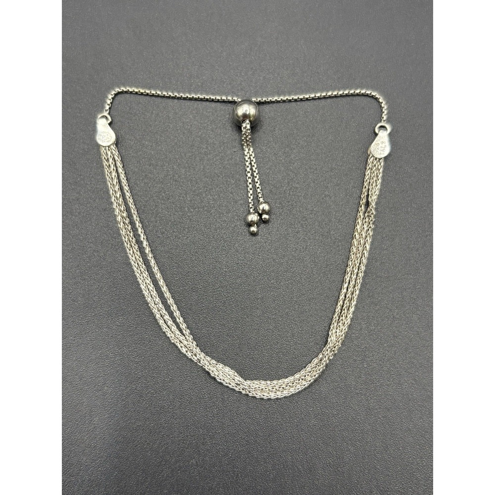 7" New Condition Sterling Silver Multi Strand Adjustable Bracelet 925